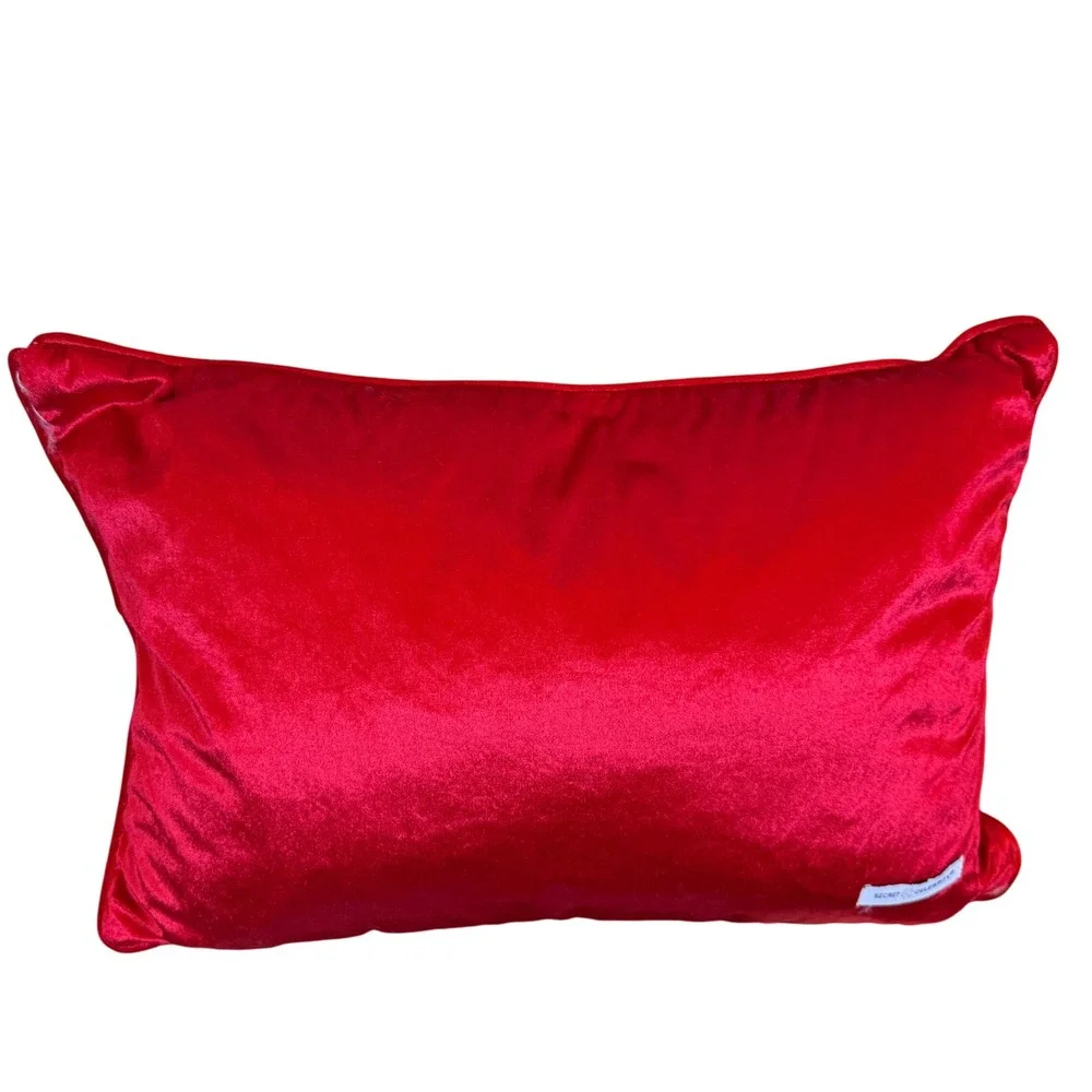 Secret Celebrity Christmas Pillow Red Car Tree Embroidered‎ 14x20 Throw Cushion